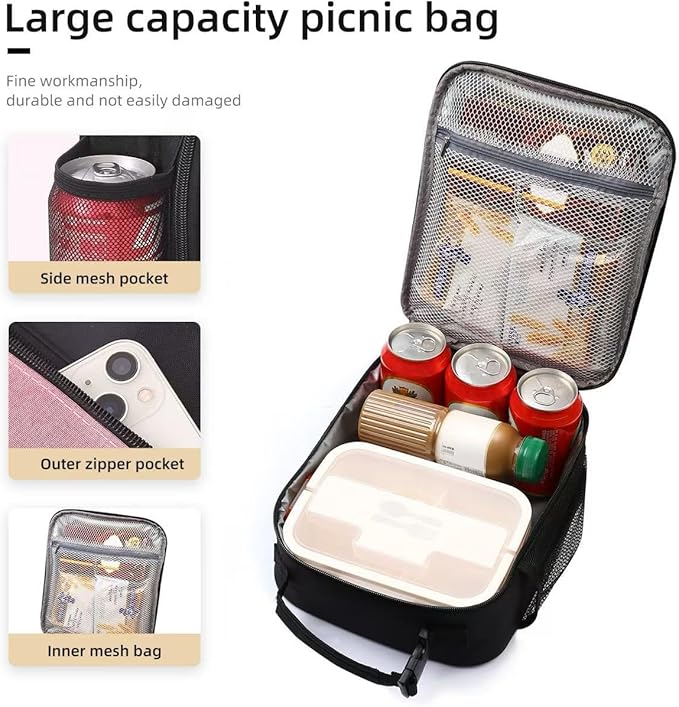 Lovoeo Lunch box Lunch bag for men women Insulated Lunchbox Lunch bags for Work Picnic Travel (Thicken dusty pink)
