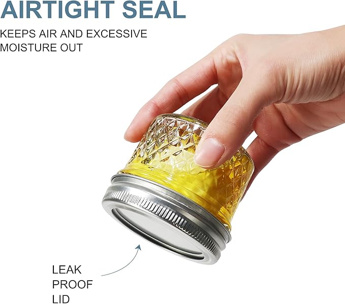 CycleMore 40 Pcs 4oz Clear Glass Mini Mason Jars With Silver Separable Lids and Diamond appearance, Small Spice Canning Jars for Honey, Jam, Jelly, Wedding Favors, Kitchen Food Storage