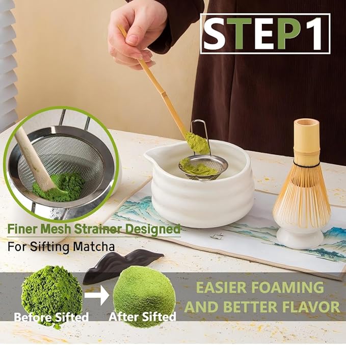 Matcha Whisk Holder Matcha Chasen Whisk Stand Ceramic Holder fit for Traditional Japanese Tea Ceremony Starter (Fruit Green)