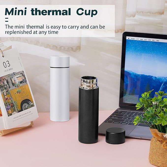 Irenare 5oz Mini Water Bottle Mini Insulated Stainless Steel Bottle Purse Water Bottle Cute Leak Proof Flask Keeps Drink Cold and Hot for Purse Women(Black, White,2 Pieces)