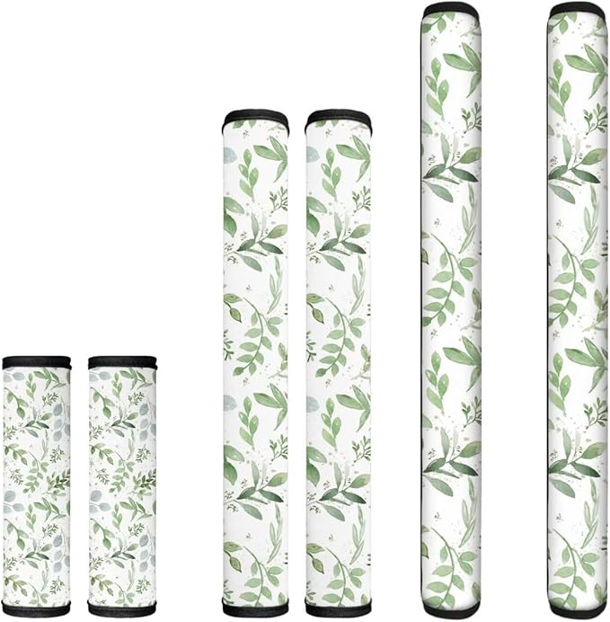 Sage Green Leaf Refrigerator Door Handle Covers Set of 6, Non Slip Washable Kitchen Appliance Decoration Fridge Dishwashers Microwave Door Handle Gloves