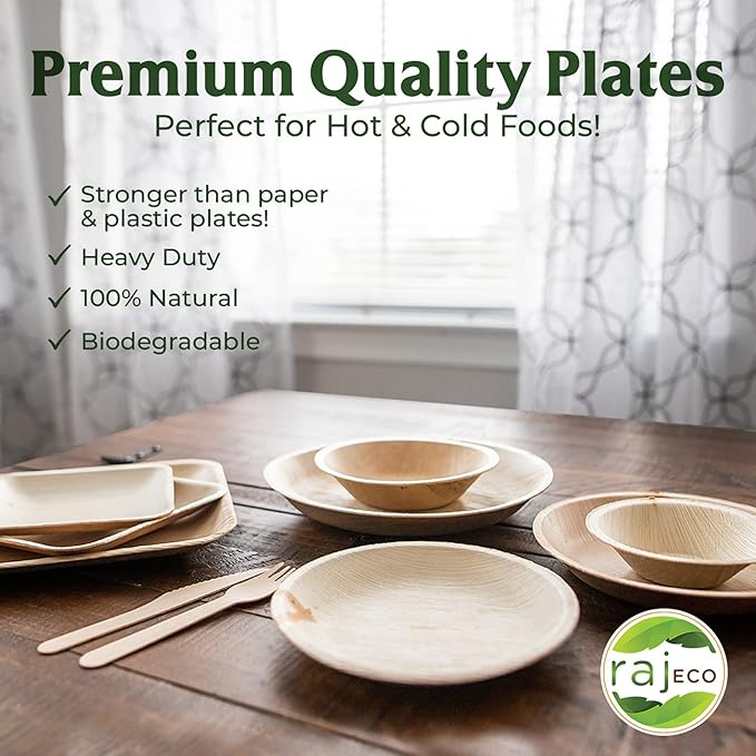 Raj Disposable Palm Leaf Bulk Bowls 4" Square Bowls(6 CASES - 600 PACK) Strong Bowl Like Bamboo Party Bowl - Decorative Compostable Tableware for Lunch, Dinner, Birthday, Outdoor, BBQ, Picnic.