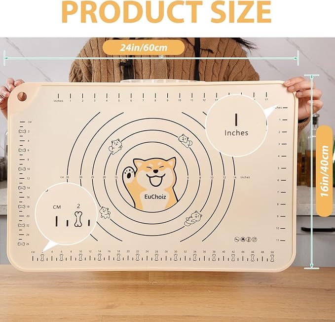 2 Pack Silicone Pastry Mat 24"*16" Extra Thick Non Stick Baking Mat