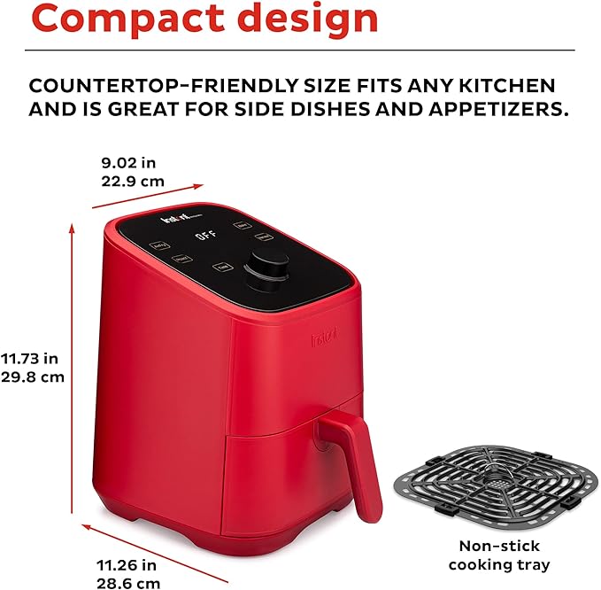 Instant Pot Vortex 2QT Mini Air Fryer, Small Air fryer that Crisps,Reheats,Bakes,Roasts for Quick Easy Meals,Includes over 100 In-App Recipes, is Dishwasher-Safe, from the Makers of Instant Pot, Red