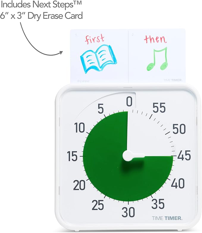 Time Timer Original 8" Visual Countdown Timer – Medium 60-Minute Silent Classroom Visual Timer for SEL, Emotional Regulation, Focus, Calm Transitions, ADHD, Autism – (Green & White)