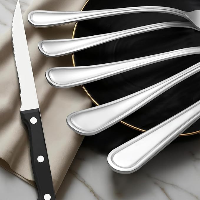 Hunycook 48-Piece Silverware Set - Silverware Set for 8, Stainless Steel Flatware Set with Forks, Knives & Spoons, Mirror Polished Cutlery Set, Dishwasher Safe