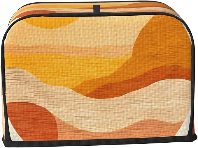 Morden Art Print Toaster Cover 2 Slice Long Slot, Orange Bread Maker Cover Washable Dust Protection Kitchen Small Appliance Toaster Oven Cover for 2 Slice