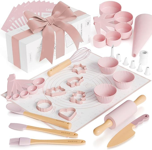Wooden Baking Set for Kids - A Complete Set of Real Kitchen Utensils Gives Toddlers a Fun Cooking Experience - Durable Safe to Use Tools are Perfect for Gifting to Create Lasting Family Memories