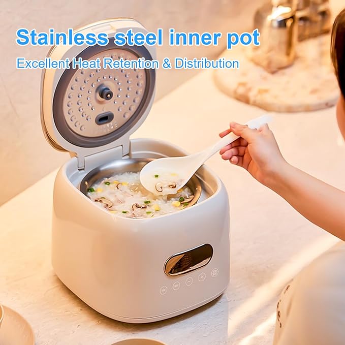 5 cup 2.5L Low Suger Rice Cooker with 304 Stainless Steel inner pot, healthy for 2-3-person households, Office workers & low carb dieters, exercisers and the elderly