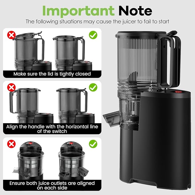 EanOruus Cold Press Juicer, 5.8" Wide Feed Chute Juice Extractor Machine with 400W, High Juice Yield, Slow Masticating Juicer for Whole Vegetables & Fruits, Textured black