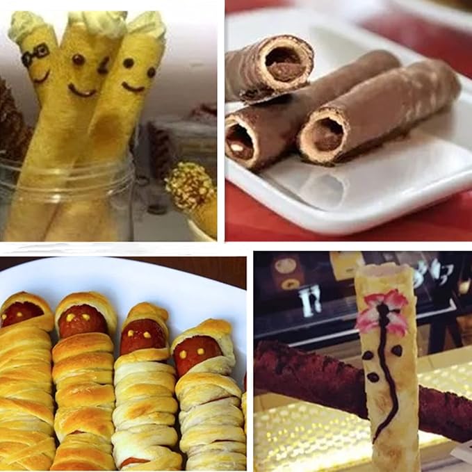 Joyeee 10 Pack 5 Inch Cream Horn Molds for Baking + 10Pcs 5 Inch Cannoli Tubes Molds Set, Large Cannoli Tubes for Frying, Cannoli Forms Kit for baking Egg Cake Waffles, Home DIY Kitchen Tool