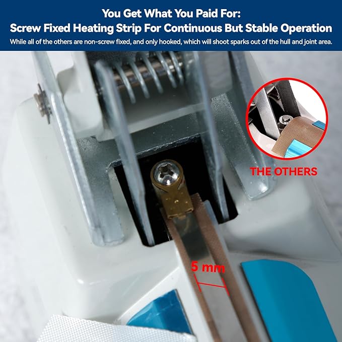 Sealer Pro, Patented 16-inch Impulse Heat Sealer, 5-mm Sealing Width Super Heavy Duty Bag Sealing Machine with Extra 2 Replacements, 1Fuse Included, WHITE