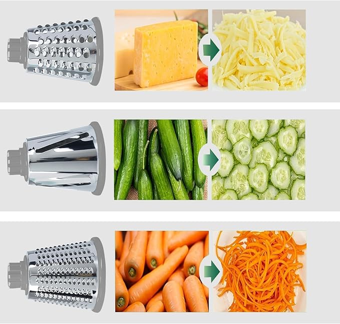 Cheese Grater MultiFunction Rotary Cheese Grater Hand Crank – Cheese Shredder Effortlessly Shred,Slice,Chop.Applicable to Cheese, Vegetables,Fruits,Nuts,Non-Slip Suction Base,Easy to Clean (white)
