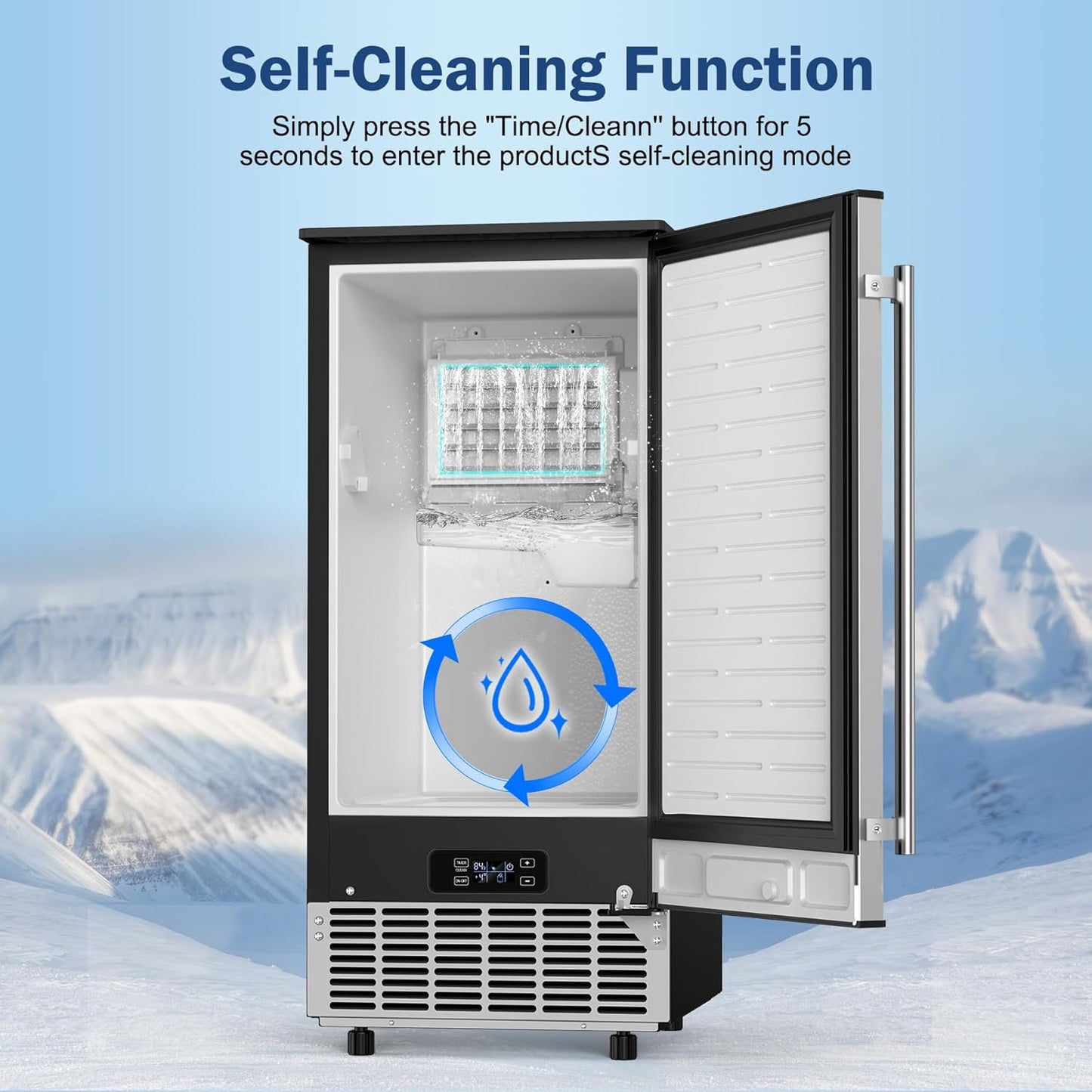 Under Counter Ice Maker, 95Lbs/Day with 35lbs Storage Bin, 40Pcs Cubes in 10Mins, Reversible Door, Built in Ice Machine for Home Office Commercial