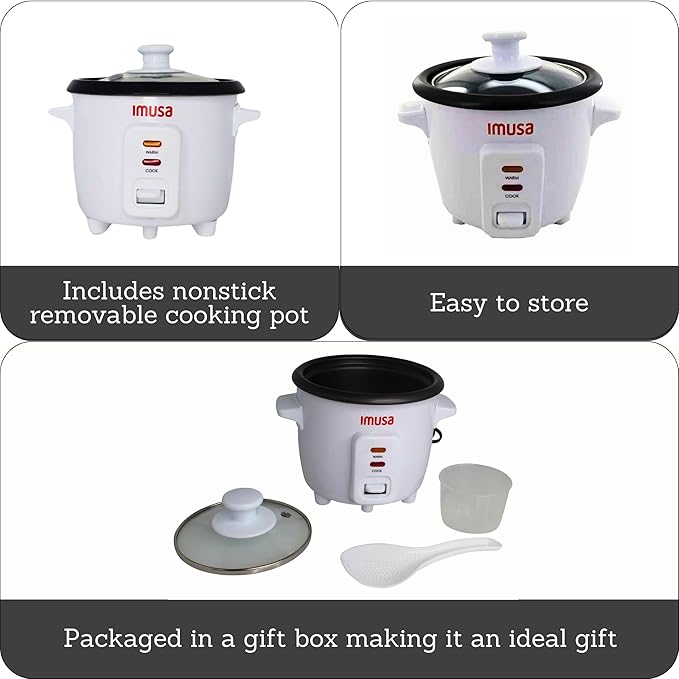 IMUSA 1.5cup Electric Ceramic Rice Cooker, White