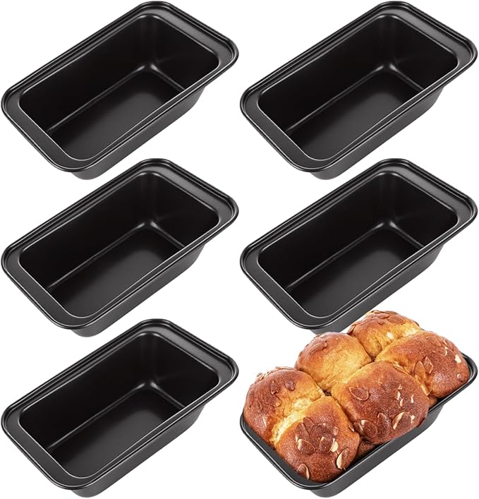QTLCOHD 6 Pack 6" x 3" Bread Loaf Pans, Non stick Carbon Steel Bread Pans for Baking Homemade Bread