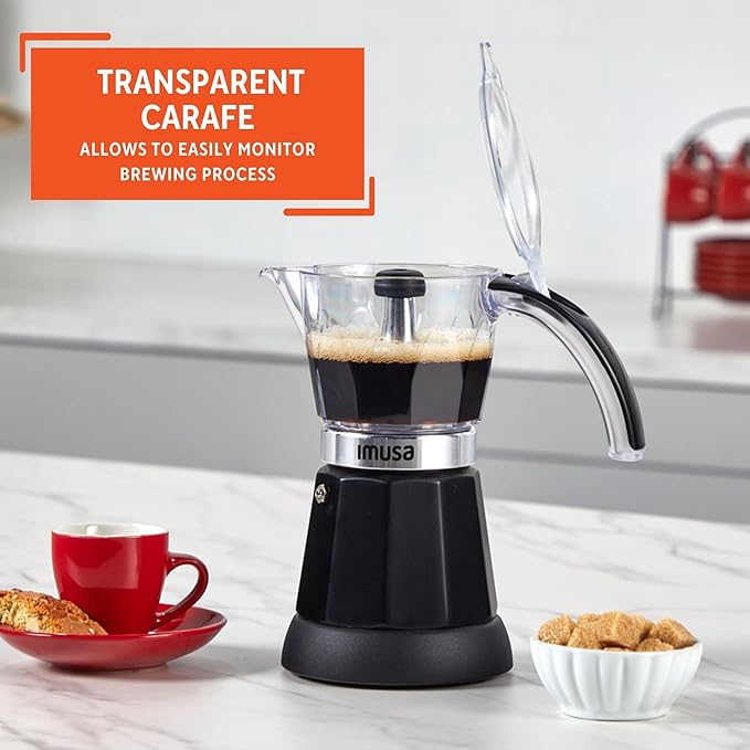 IMUSA 6 or 3 Cup Electric Espresso Maker Black Coffee Machine for Cuban Coffee, Moka and Espresso Drinks