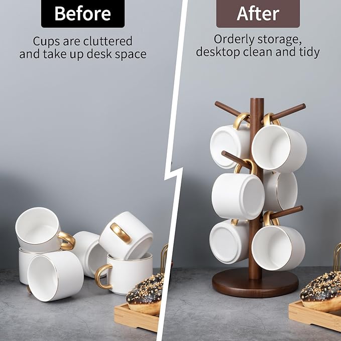 MyLifeUNIT Mug Holder Tree, Coffee Cup Holder with 6 Hooks (Brown)