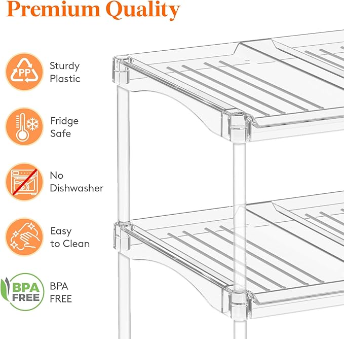 Lifewit Stackable Bottle Storage Organizer, Clear Freestanding Wine Holder for Cabinet, Large Slot Water Bottle Tumbler Cup Organizer for Pantry, Plastic Wine Rack for Fridge Cellar, 3Tier Hold 9