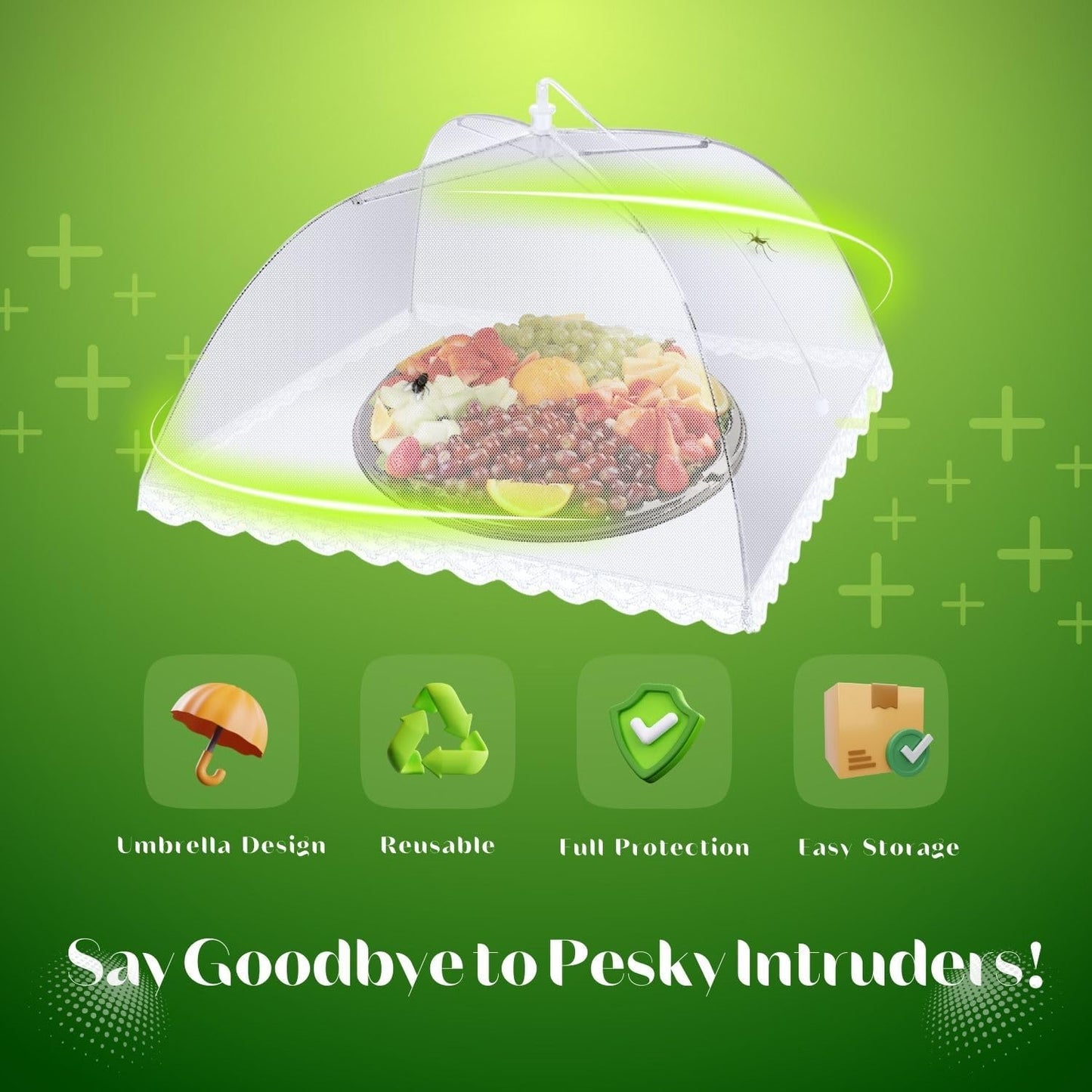 Flexzion Food Cover Tent - Pop Up Mesh Screen Net Umbrella Covers Keep Out Flies, Bugs, Mosquitoes, Perfect for Outdoor Picnic, BBQ, Camping, Fruit Dinner Protection, Reusable & Collapsible - 6 Pack