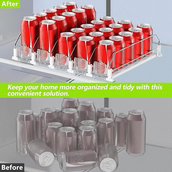 IBORING Drink Organizer for Fridge,Self Pushing Fridge Drink Organizer,Automatic Drink Dispenser for Fridge-Holds up to 30 Cans