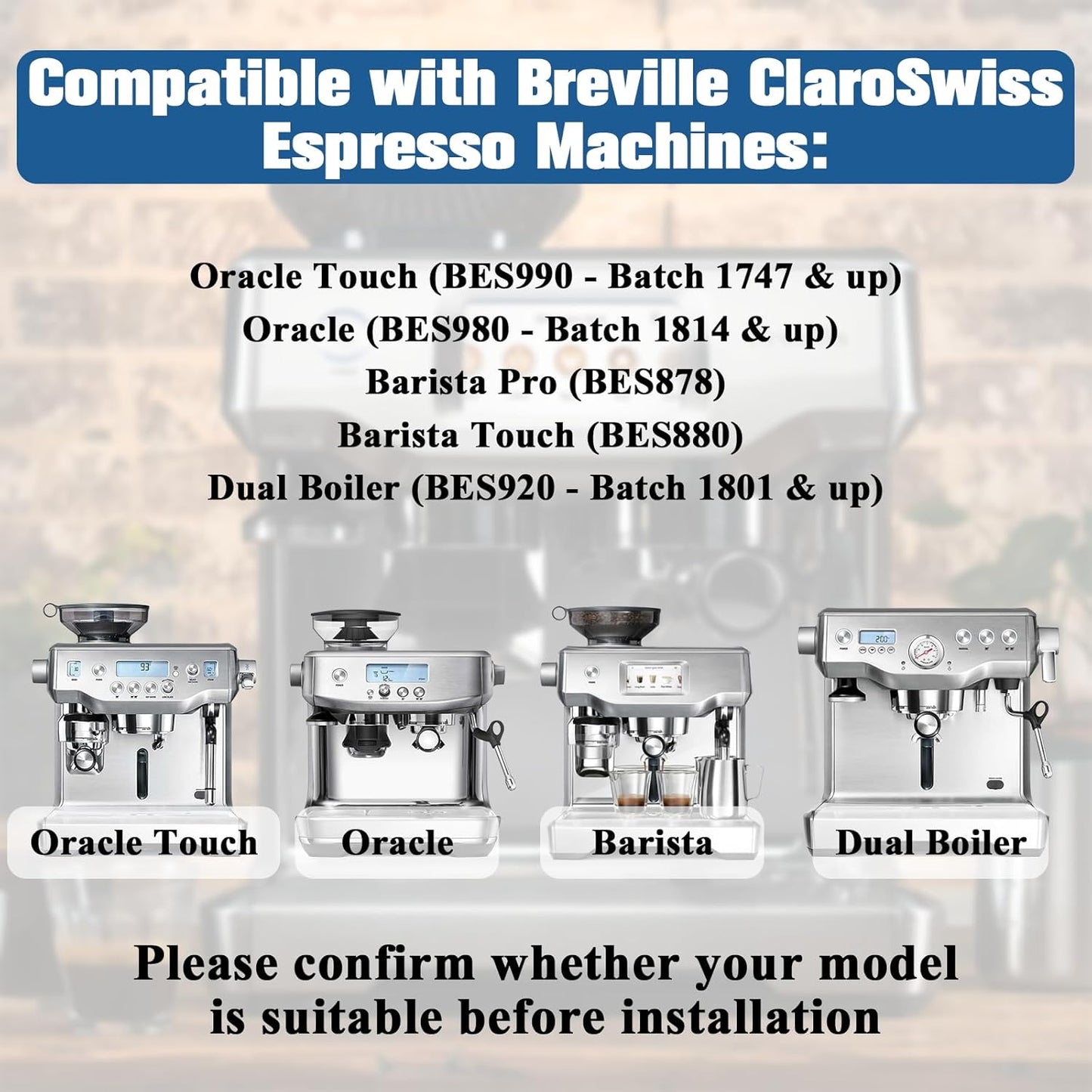 2 Pack Replacement Water Filter for Breville Espresso Machine Barista Touch Bes880, Barista Pro BES878, Oracle Touch BES990, Oracle BES980, Dual Boiler BES920 Bambino ClaroSwiss Sage by Funmit
