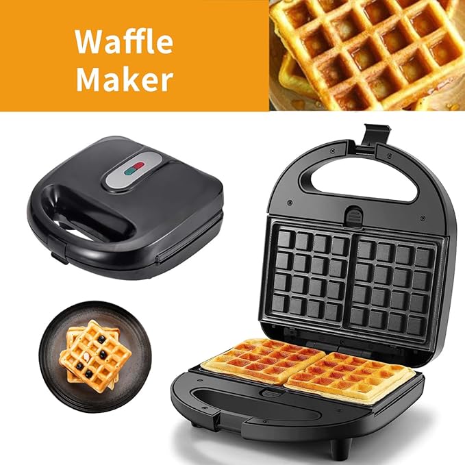 Donut Maker, 3 in 1 Electric Waffles Sandwich Machine，Panini Press Grill Iron Set with 3 interchangeable Removable Non Stick Plates，750W Detachable Dessert Toaster, Perfect for Breakfast