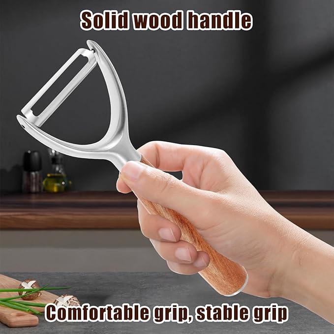 5Pcs Y Style Stainless Steel Vegetable Peeler for Fruit Veggie Heat Resistant Incisive Cucumber Peeler With Solid Wood Handle for Home Kitchen Use