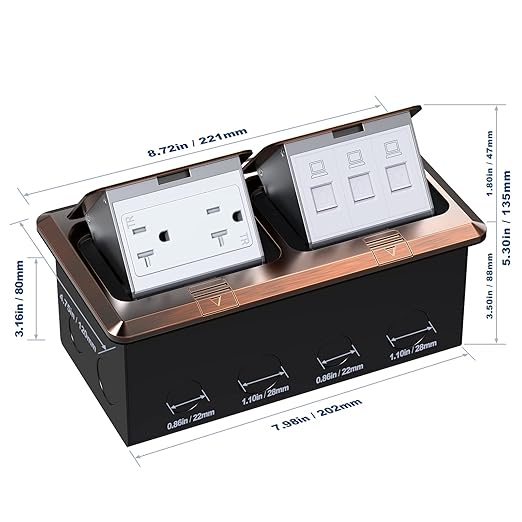 Dual Pop-Up Floor Box Electrical Kit (TR-20A, Bronze)