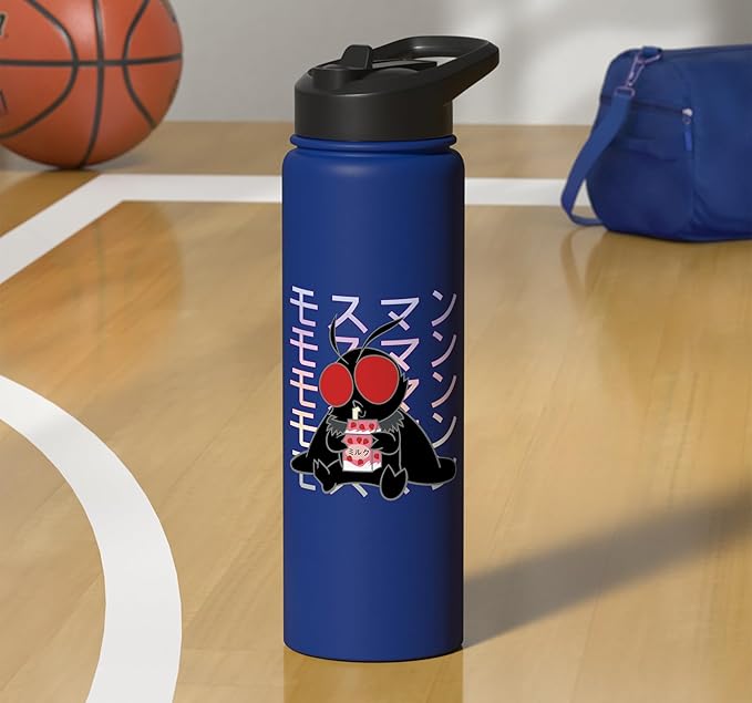 Mothman Kawaii Strawberry Milk Shake Carton Stainless Steel Insulated Water Bottle