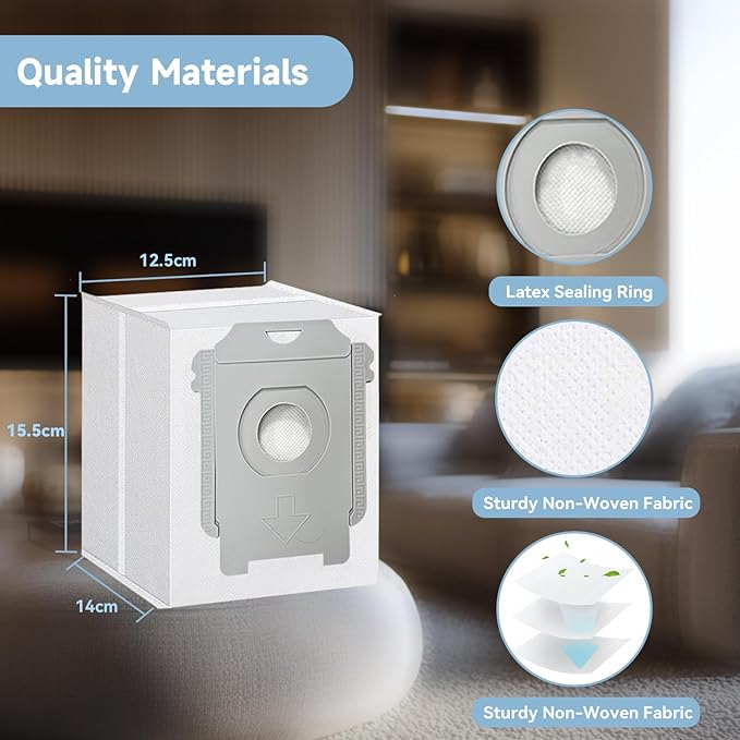 6 Pack Vacuum Bags for iRobot Roomba j9+, j7+, j5+, i5+, j6+, i3+, i4+, i8+, s9+, and Other i/s/j Series Clean Base Automatic Dirt Disposal Bags Replacement Parts