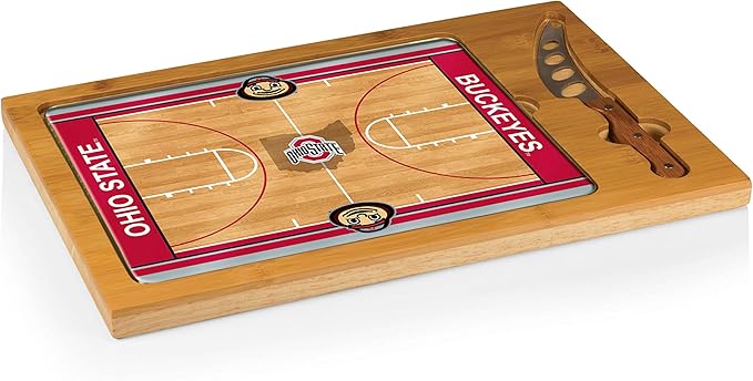 PICNIC TIME NCAA Icon Glass Top Cutting Board & Knife Set, Cheese Boards Charcuterie Boards, Serving Platter, (Parawood & Bamboo)