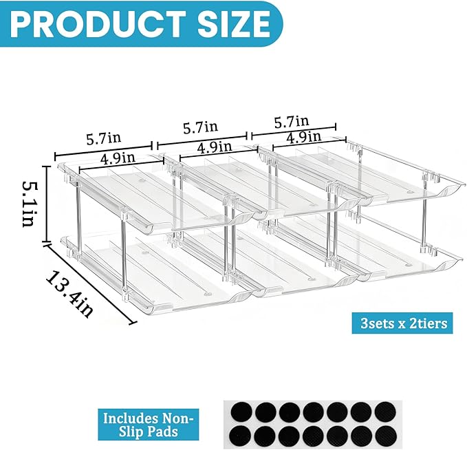 Can Organizer for Pantry, 2 Tier Canned Food Goods Storage Organizer, Clear Soda Can Organizer for Refrigerator Stackable Can Dispenser Rack Holders for Pantry Cabinet Fridge Countertop, Holds 24 Cans