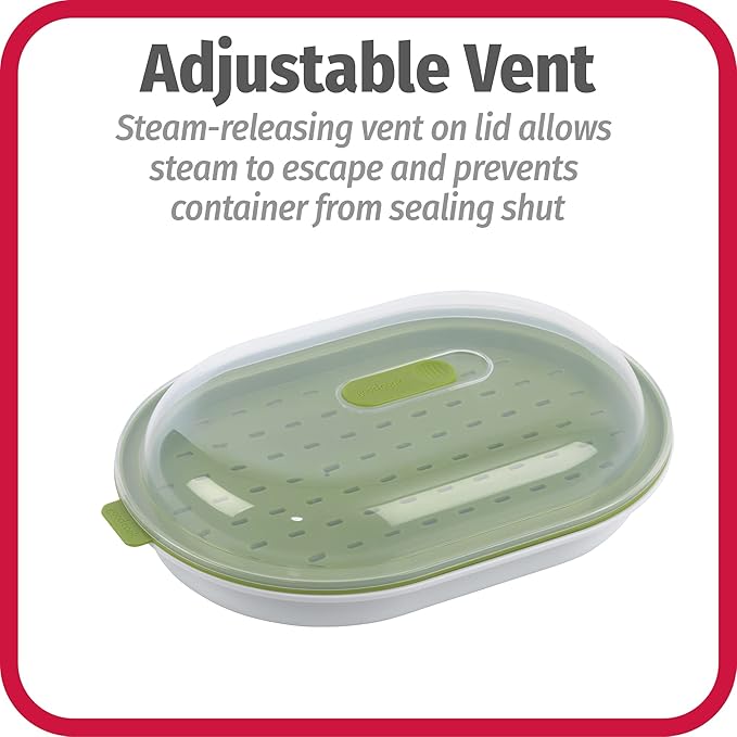 GoodCook Everyday Microwave Food Steamer – Vegetable & Fish Cooker, Preserves Vitamins & Nutrients, Quick Dinner & Meals, Adjustable Steam Release Vent