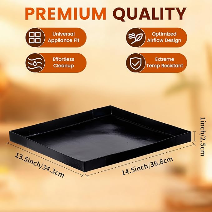 Professional-Grade 4-Pack PTFE Solid Oven Baskets, 13.5x14.5x1 Inch Non-Stick Solid Oven Trays for Commercial Kitchens & High-Volume Cooking