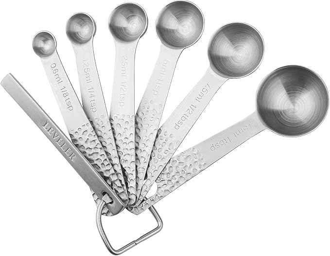 18/8 Stainless Steel Measuring Cups and Spoons set 14 for Baking & Kitchen, 5 Metric & US Measuring Cups and 6 Measuring Spoons,1 Leveler and 2 Rings for Dry & Liquid