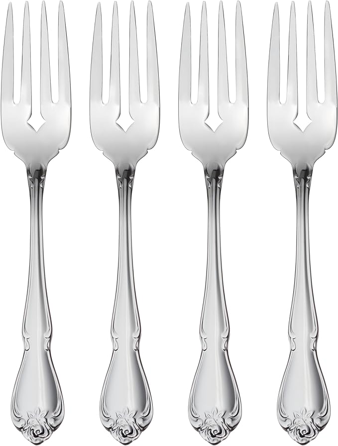 Oneida Silverware Set, True Rose Everyday Salad Forks 4-Piece Flatware Set, Service For 4, 18/0 Stainless Steel, Mirror Finish, Dishwasher Safe, Home & Kitchen Utensils, Salad Fork (Silver, 4 Pieces)