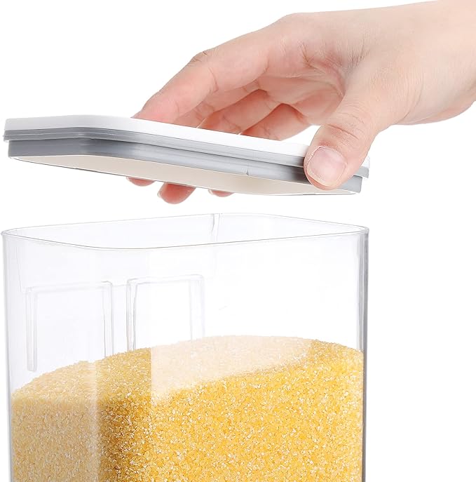 AVLA Rice Dispenser, Wall-Mounted Laundry Detergent Container, Cereal Dry Food Storage Bucket with Measuring Cup, Kitchen Grain Organizer with Lid, BPA-Free, for Beans, Laundry Scent Bead, Pet Food