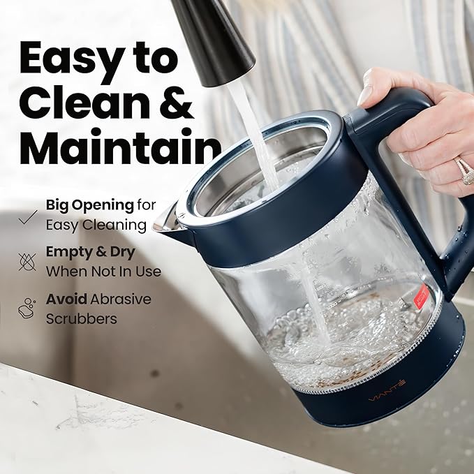 Vianté Electric Kettle With Infuser. No Plastic In Contact With Water. Hot Tea Maker With Temperature Control And Automatic Shut Off. 1.5 Liters Capacity | Midnight Blue Color