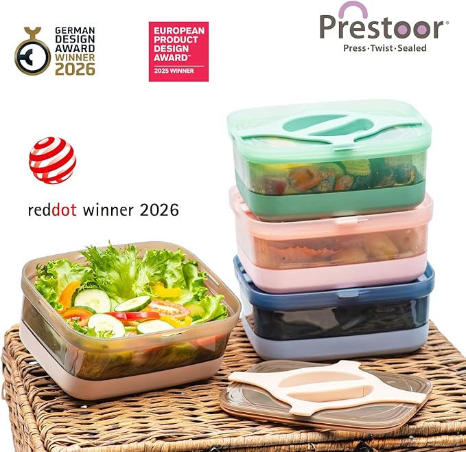 Bento Lunch Box Pack of 2– Leakproof Salad and Meal Prep 3 Cups 25.5oz Container Twistlock Lid Reusable Microwave and Dishwasher Safe BPA-Free For Work and On-the-Go