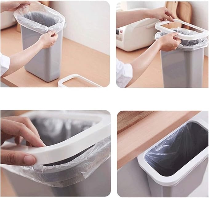 Garbage Cans Hanging Waste Bin Under Kitchen Sink,Plastic Dustbins Over Cabinet Door with Top Ring to Fix Garbage Bag Basket(White)