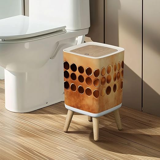 Small Trash Can with Lid Bronze Color Palette Gradient Bronze Color Wastebasket with Press Cover Dog Proof Garbage Can Waste Bin for Kitchen Bathroom Nursery 2.6 Gallon