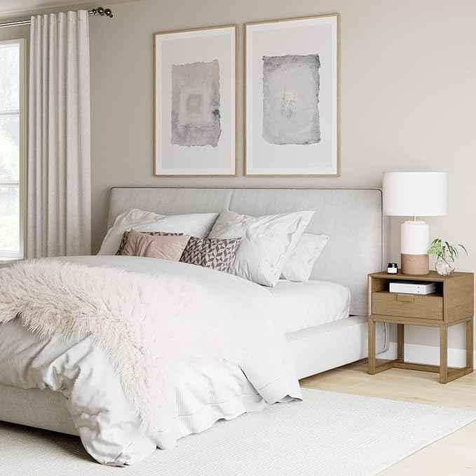 Nathan James Luke Modern Nightstand Side Accent or End Table with Storage Drawer, 1, Light Brown