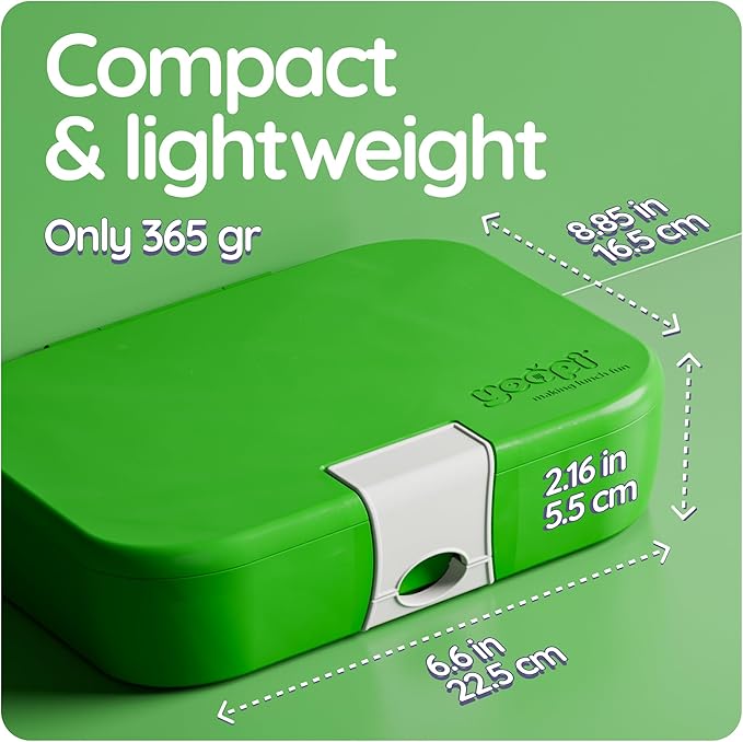 YOOPI Lunch Boxes for Kids–Toddler Bento Box with 4 Leakproof Compartment Food Bentobox Container,Lunch Box for School with Lunchbox Containers, Lightweight Sandwich Box & Snack Box (Green)