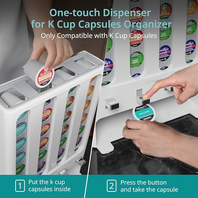LifeMoreasy K Cup Holder Creative Coffee Pods Storage Stand Vending-Style K Pod Dispenser K Cup Organizer for 28 Pods