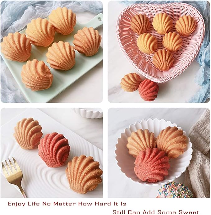 Webake Non-stick Madeleine Pans Carbon Steel Cake Pan French Dessert Mold Spherical Scallop Madeline Bakeware 2 Pack Set