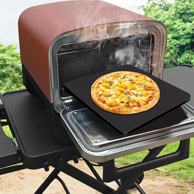 6Pcs Pizza Steel Set for Oven and Grill, 13" Square Pizza Steel for Oven, with Pizza Peel & Dough Pizza Cutter & 20pcs Cooking Paper, Cast Iron Pizza Stone/Baking Bread, Grill heat plates