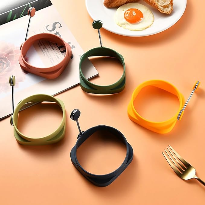 Yelleow Fried Egg High Temperature Resistance Flexible Food Grade Double-sided Square Round Egg Fryer Mould for Home Fried Egg Ring，Specialty Cookware，Eggs Poachers