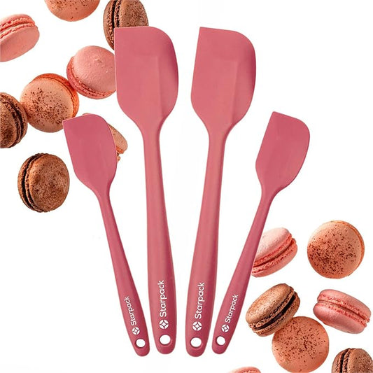 StarPack 'Scrape & Stir' Silicone Spatula Set (4 Pcs) - Heat Resistant Spatula Set 600°F - Food Grade Kitchen Spatulas - Nonstick Silicone Baking & Cooking Spatulas - Rubber Turner Set for Kitchen Use