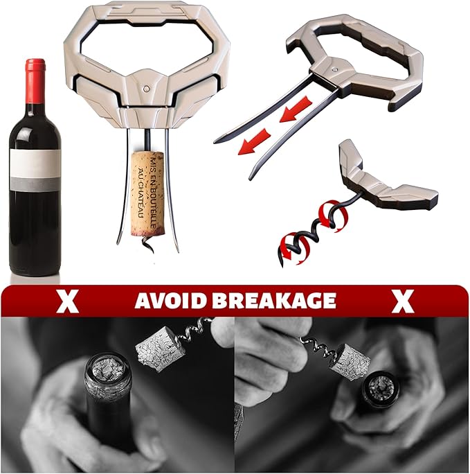 3 in 1 Ah So Two Prong Wine Opener & Cork Remover,It Can Remove The Older and Fragile Wine Corks so Easy for Connoisseurs to Uncork (Diamond)